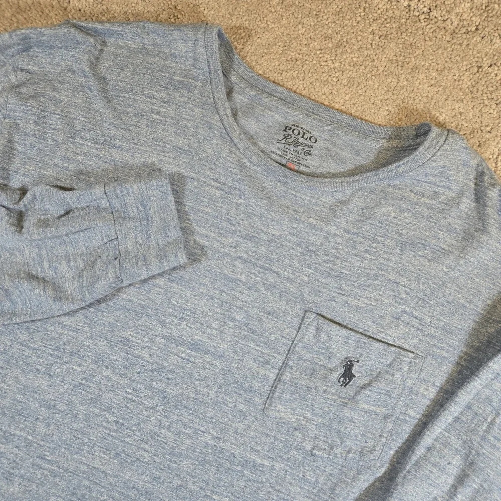 Polo Ralph Lauren Shirt Mens XL Heathered Blue Crew Neck Long Sleeve Tshirt